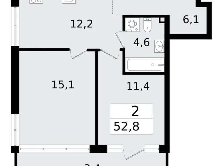 Mieszkanie 2 pokoi 53 m² Vsevolozhsk, Rosja