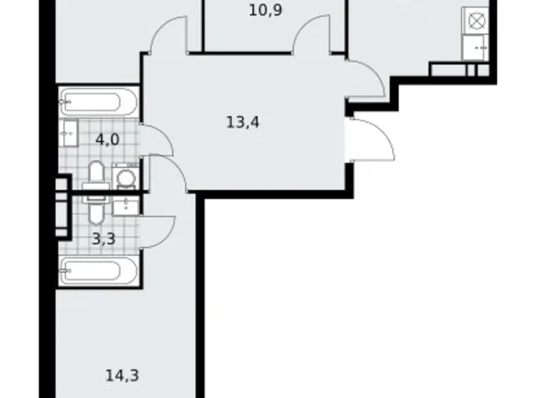 3 room apartment 73 m² Kommunarka, Russia