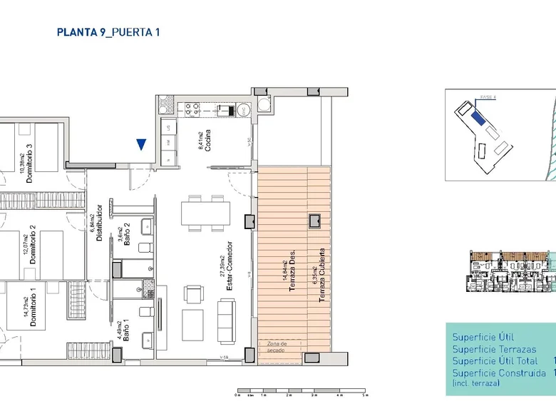 Penthouse 3 pokoi 123 m² Alicante, Hiszpania