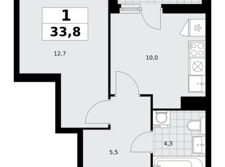 Mieszkanie 1 pokój 34 m² Kommunarka, Rosja