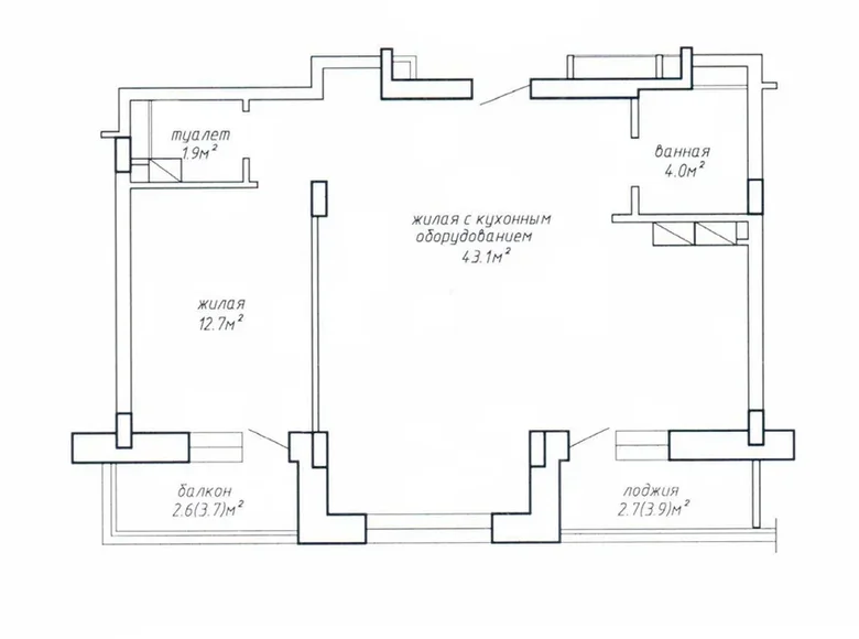 2 room apartment 67 m² Minsk, Belarus