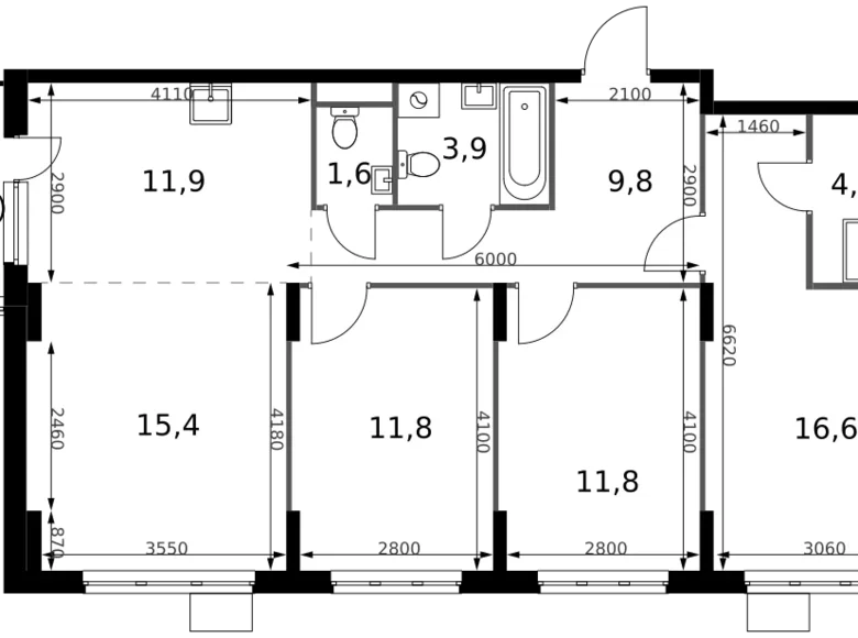 Квартира 4 комнаты 88 м² Сапроново, Россия