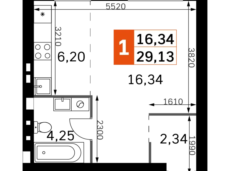 Studio 1 chambre 29 m² Odincovskij gorodskoj okrug, Russie