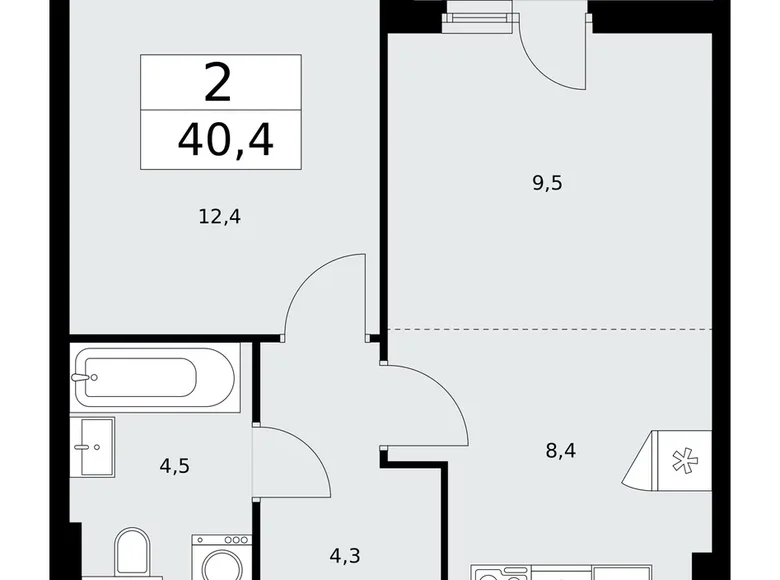 Wohnung 2 zimmer 40 m² Kommunarka, Russland