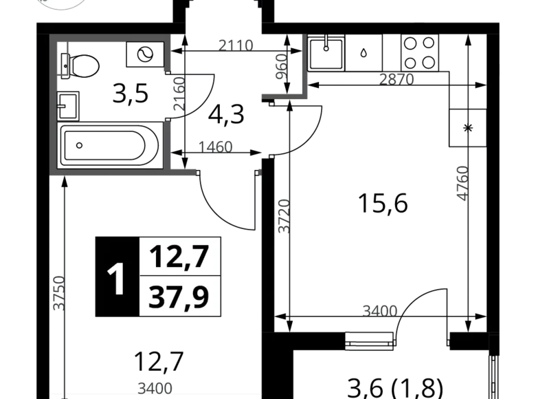 Appartement 1 chambre 38 m² Khimki, Russie