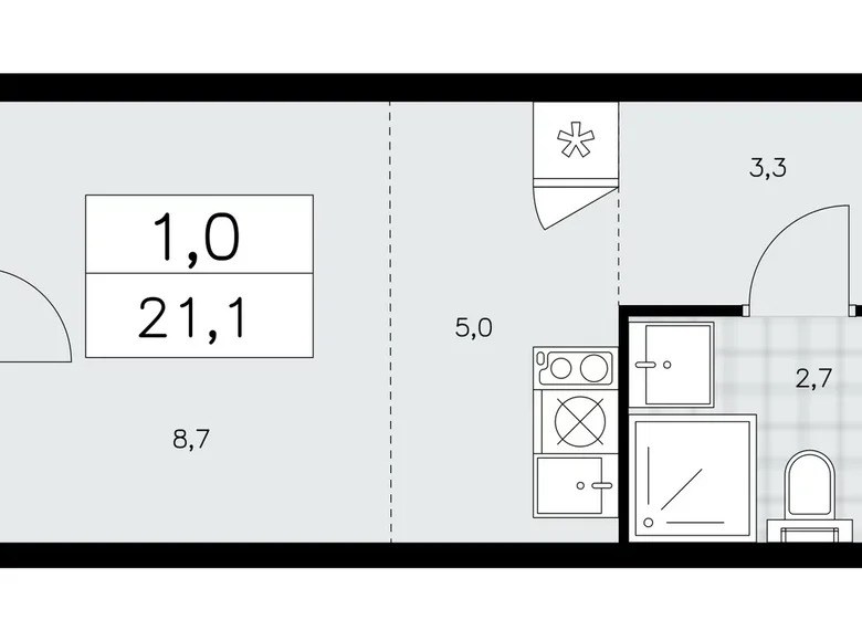 1 room apartment 21 m² Kommunarka, Russia