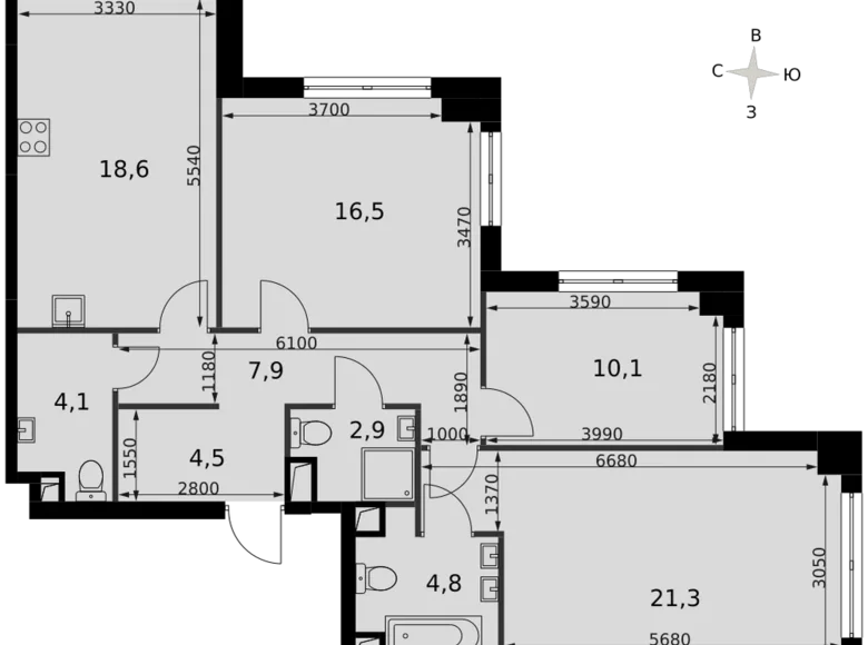 Appartement 3 chambres 91 m² Moscou, Russie