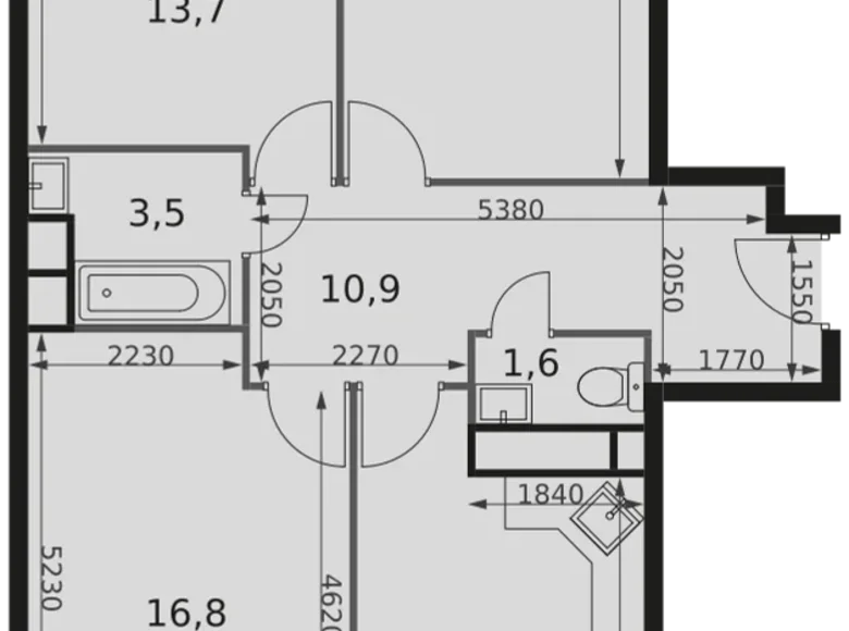 3 room apartment 74 m² Mytishchi Urban Okrug, Russia