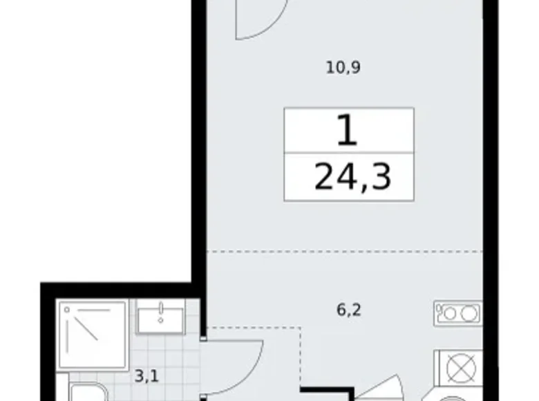1 room apartment 24 m² Vnukovo, Russia