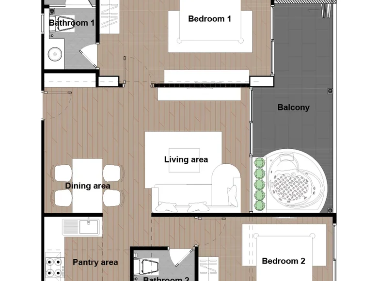 2 room apartment 87 m² Rawai, Thailand