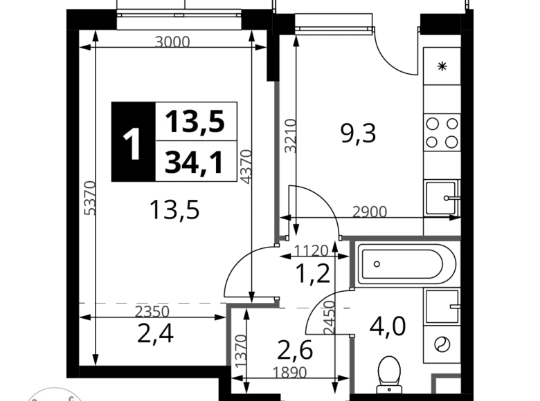 Appartement 1 chambre 34 m² Khimki, Russie
