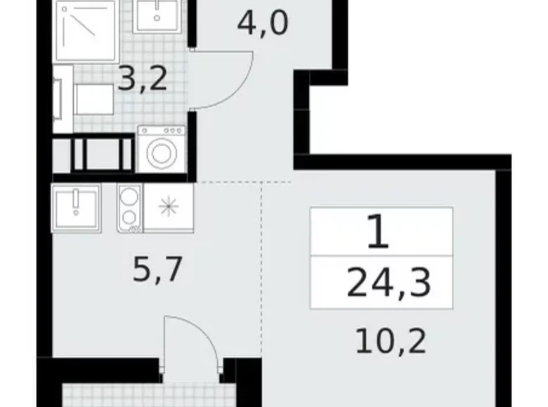 Apartamento 1 habitación 24 m² Krasnoye Selo, Rusia