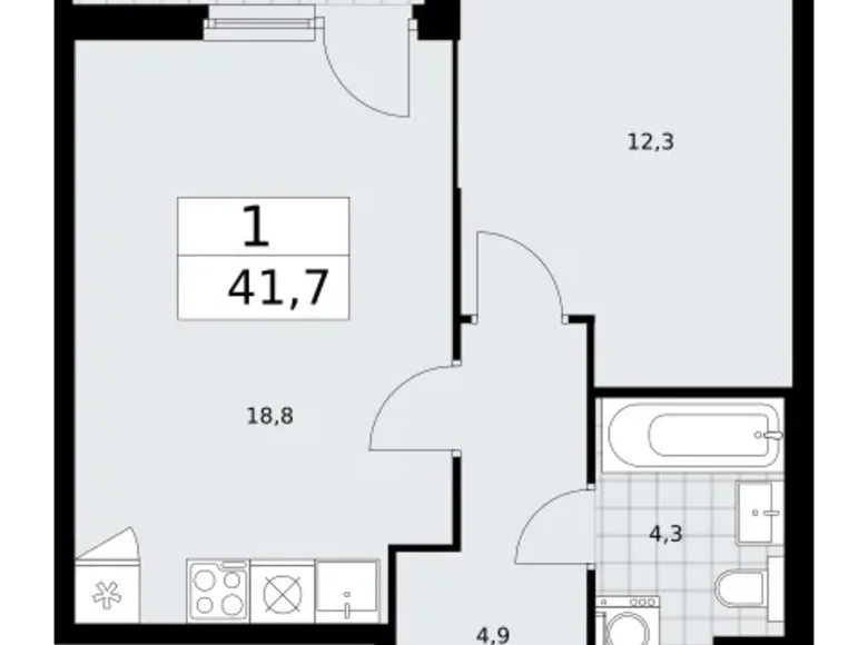 Wohnung 1 zimmer 42 m² Troizk, Russland