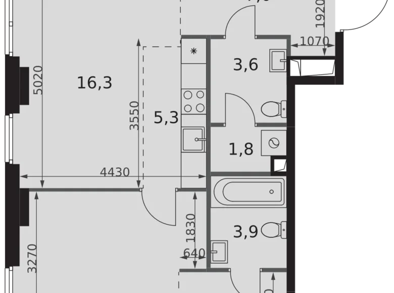 2 room apartment 56 m² Moscow, Russia