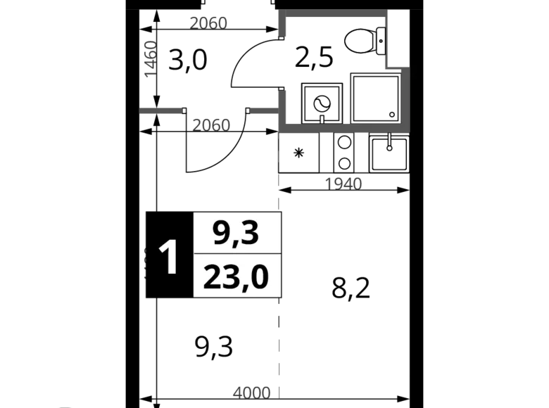 1 room studio apartment 23 m² Khimki, Russia