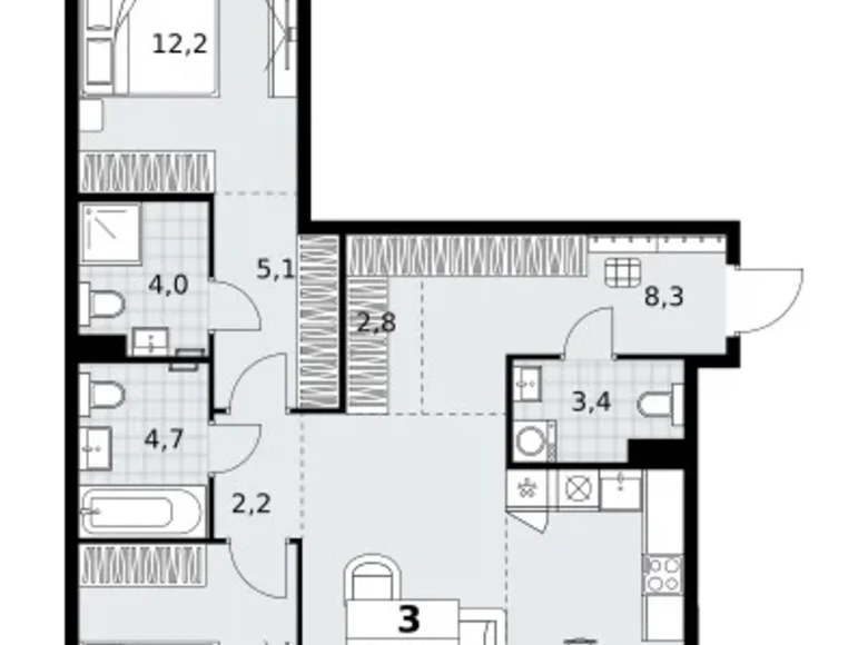 Mieszkanie 3 pokoi 88 m² Kommunarka, Rosja