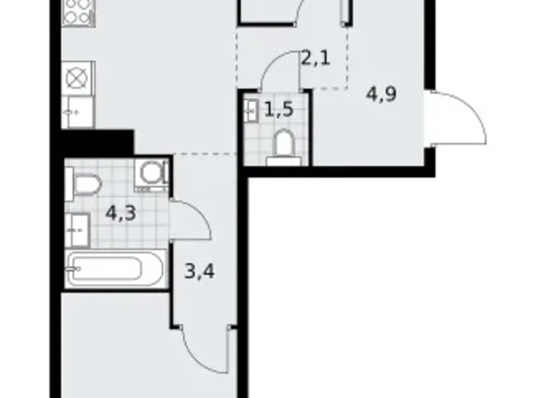 2 room apartment 60 m² Kommunarka, Russia