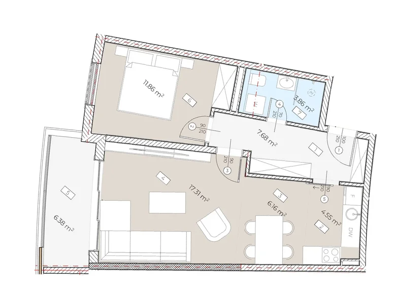 Wohnung 1 zimmer 57 m² Boreti, Montenegro