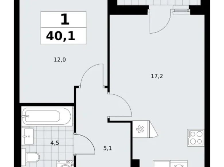 Mieszkanie 1 pokój 40 m² Kommunarka, Rosja