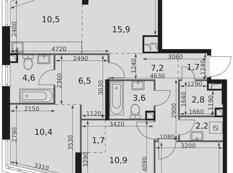 Apartamento 4 habitaciones 91 m² Moscú, Rusia