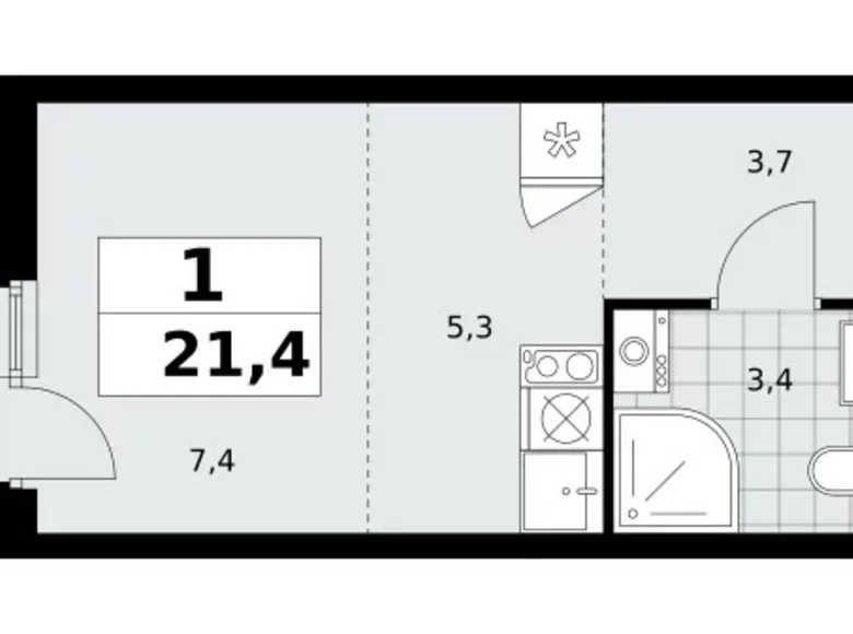Apartamento 1 habitación 21 m² Kommunarka, Rusia