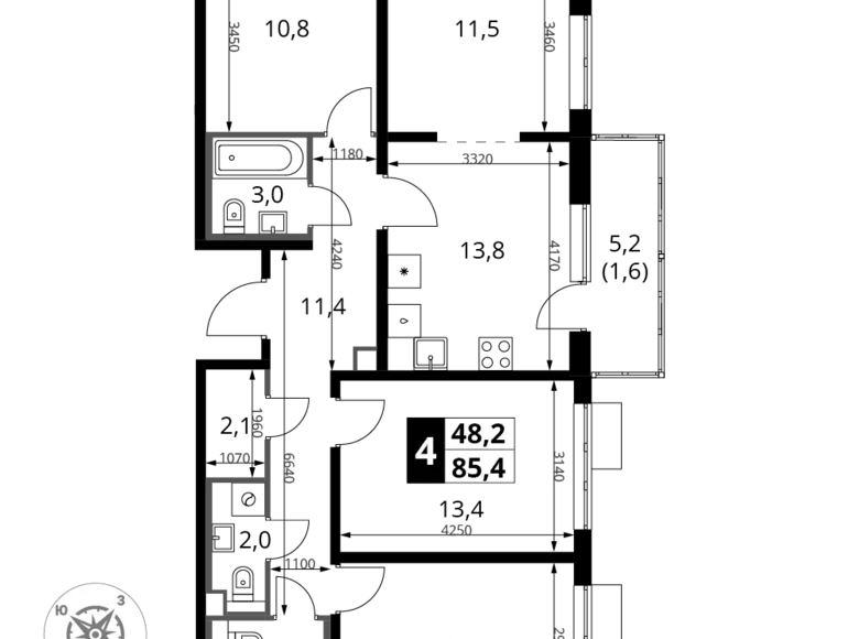 Apartamento 4 habitaciones 86 m² Leninsky District, Rusia
