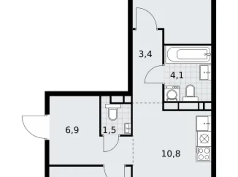 Квартира 3 комнаты 60 м² район Внуково, Россия
