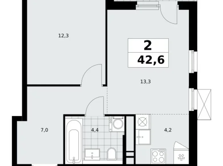 Mieszkanie 2 pokoi 43 m² Kommunarka, Rosja
