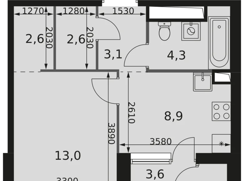 Квартира 1 комната 36 м² Москва, Россия