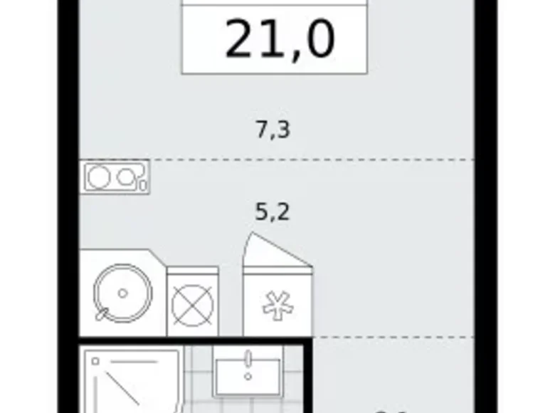 Mieszkanie 1 pokój 21 m² Kommunarka, Rosja