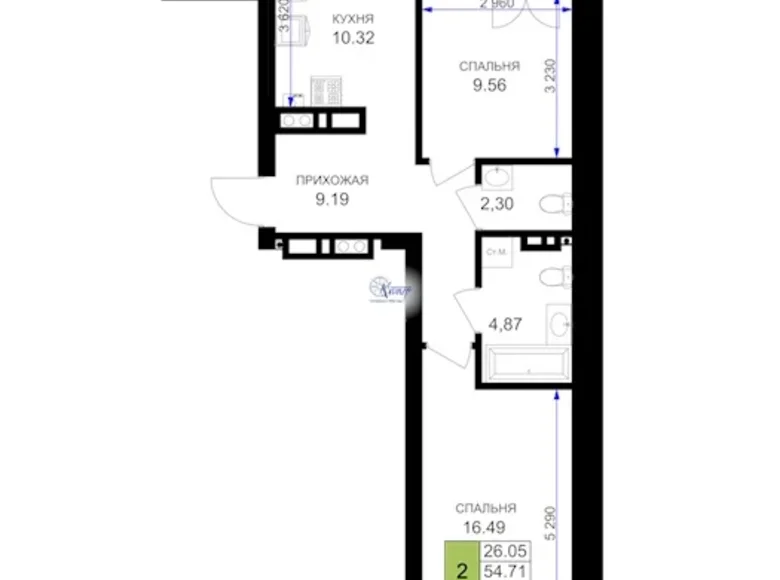 Appartement 2 chambres 58 m² Guryevsky District, Russie