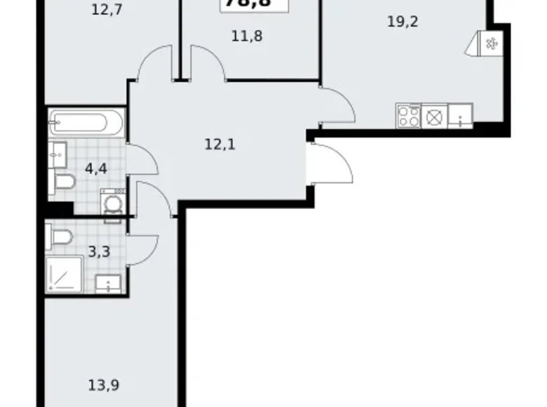 Wohnung 3 zimmer 79 m² Troizk, Russland