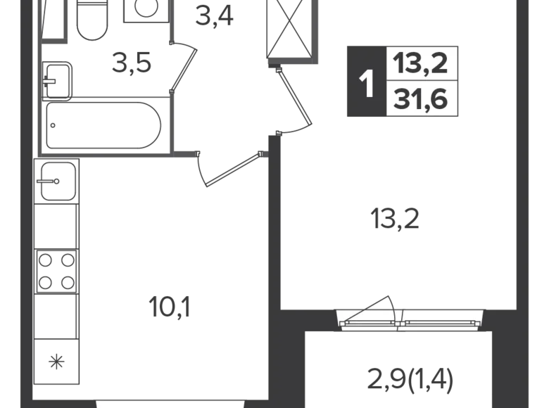 Wohnung 1 zimmer 32 m² Leninsky District, Russland