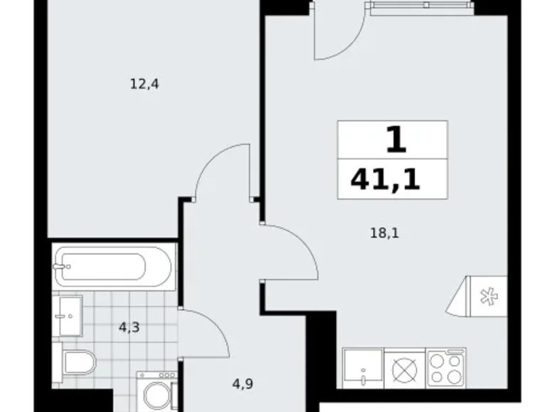 Appartement 1 chambre 41 m² Kommunarka, Russie