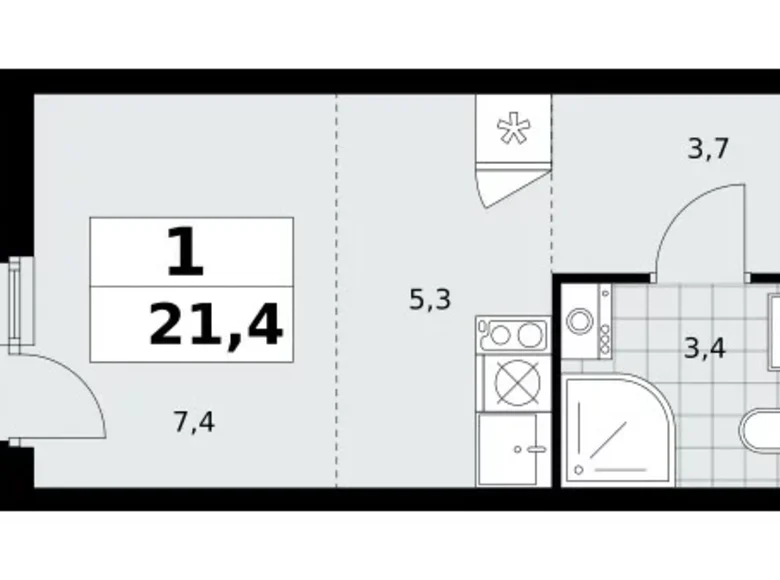 Квартира 1 комната 21 м² район Коммунарка, Россия