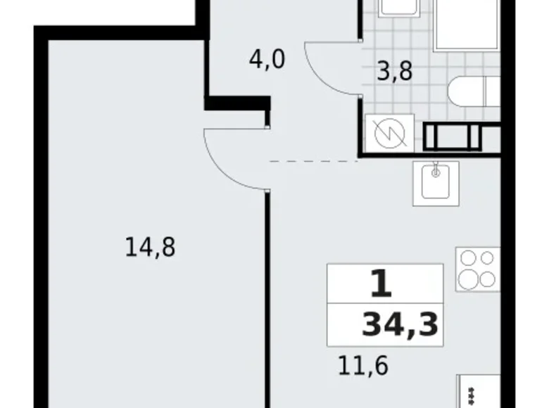 Квартира 1 комната 34 м² Красное Село, Россия