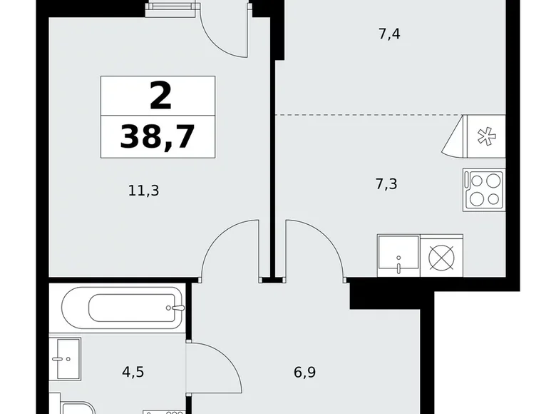 Apartamento 2 habitaciones 39 m² Kommunarka, Rusia