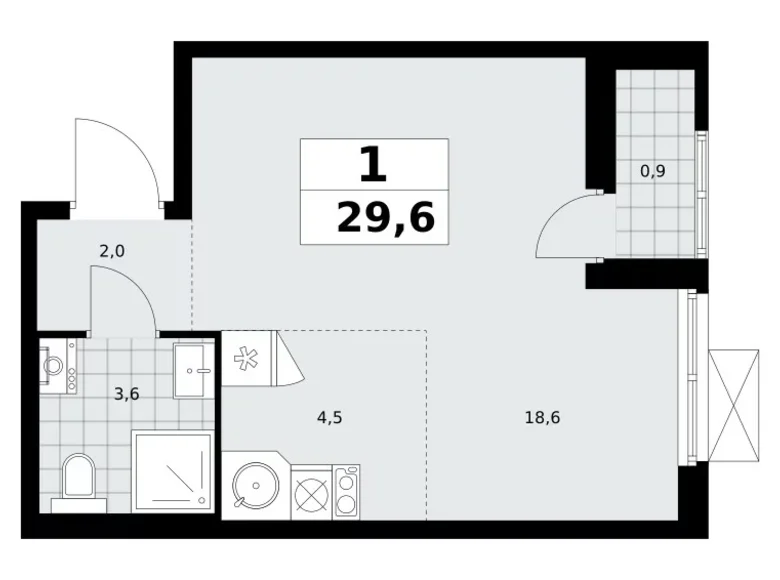 Wohnung 1 zimmer 30 m² Kommunarka, Russland