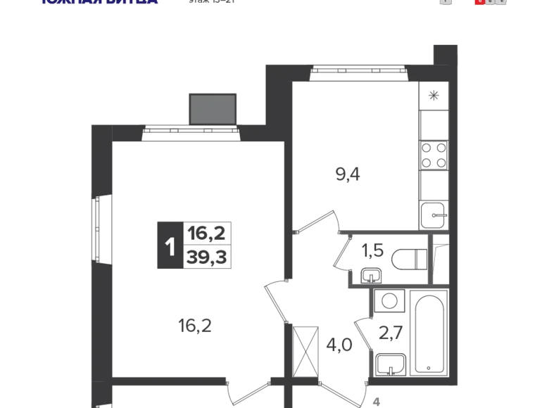 Wohnung 1 zimmer 39 m² Leninsky District, Russland