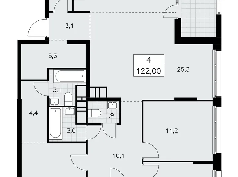 Apartamento 4 habitaciones 122 m² Kommunarka, Rusia