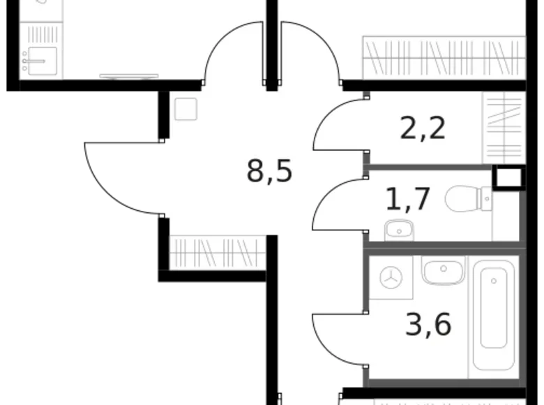 Mieszkanie 2 pokoi 60 m² Moskwa, Rosja