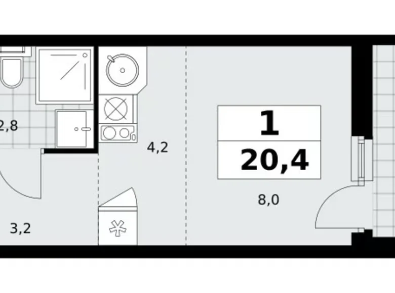 Mieszkanie 1 pokój 20 m² Kommunarka, Rosja
