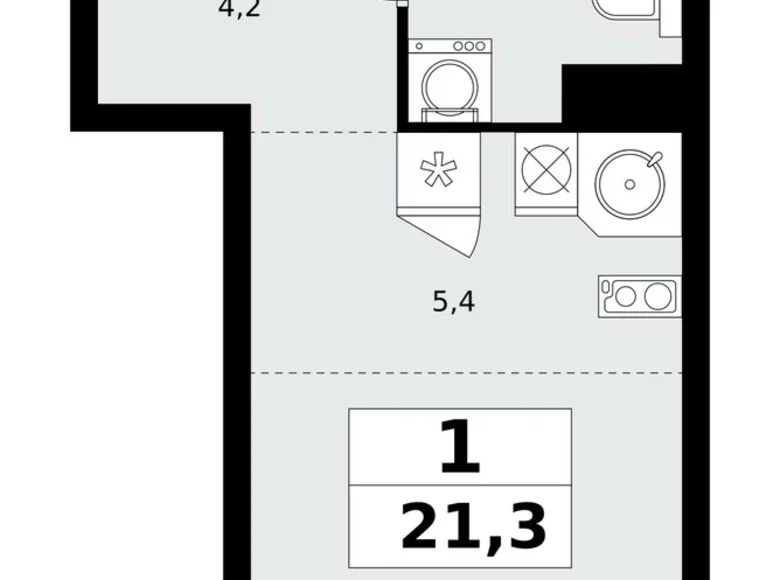 1 room apartment 21 m² Kommunarka, Russia