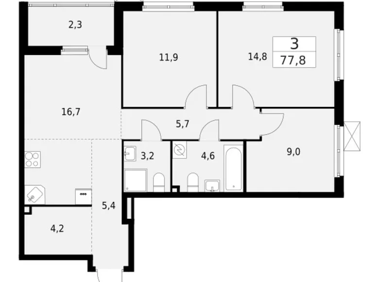 Appartement 3 chambres 78 m² Krasnoye Selo, Russie