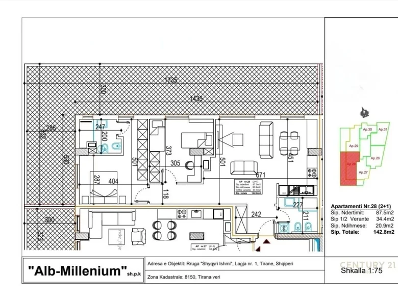Apartamento 2 habitaciones 88 m² Tirana Municipality, Albania