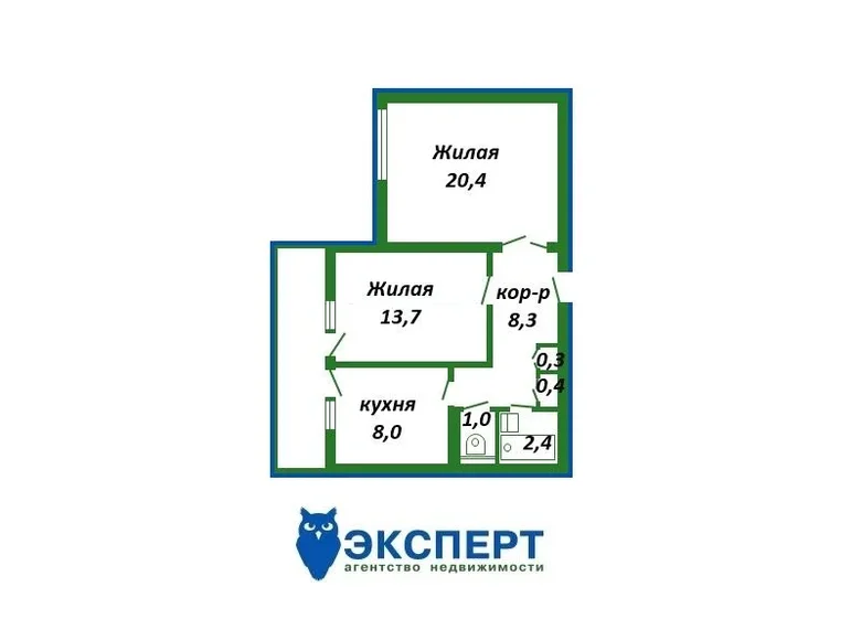 2 room apartment 55 m² Minsk, Belarus