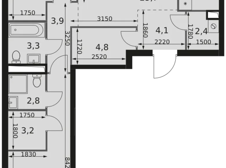 3 room apartment 84 m² Moscow, Russia