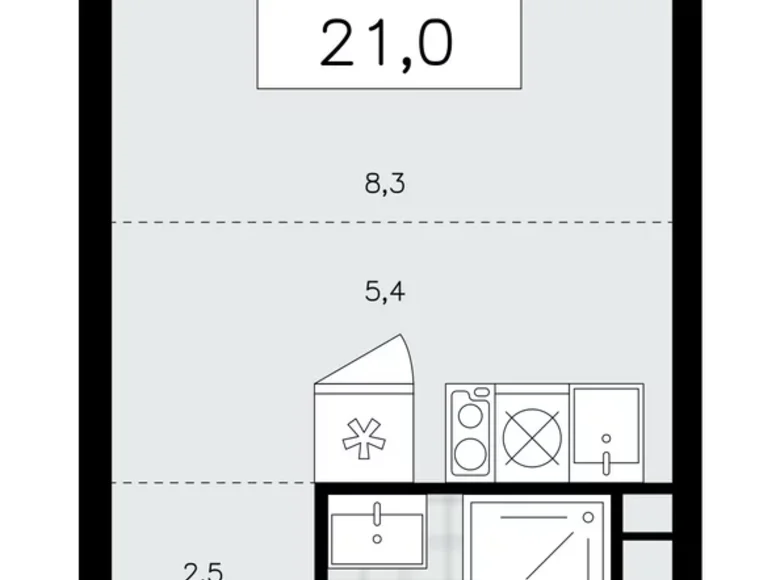 Mieszkanie 1 pokój 21 m² Kommunarka, Rosja