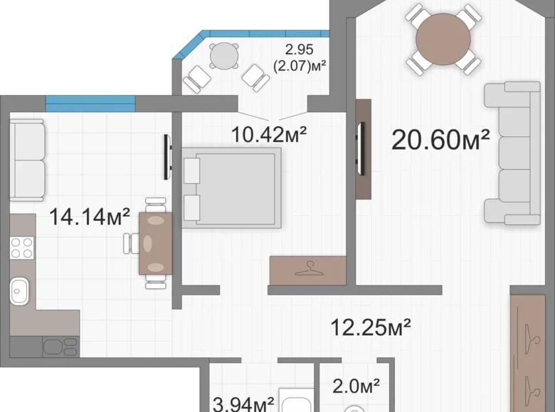 2 room apartment 65 m² Viazań, Belarus
