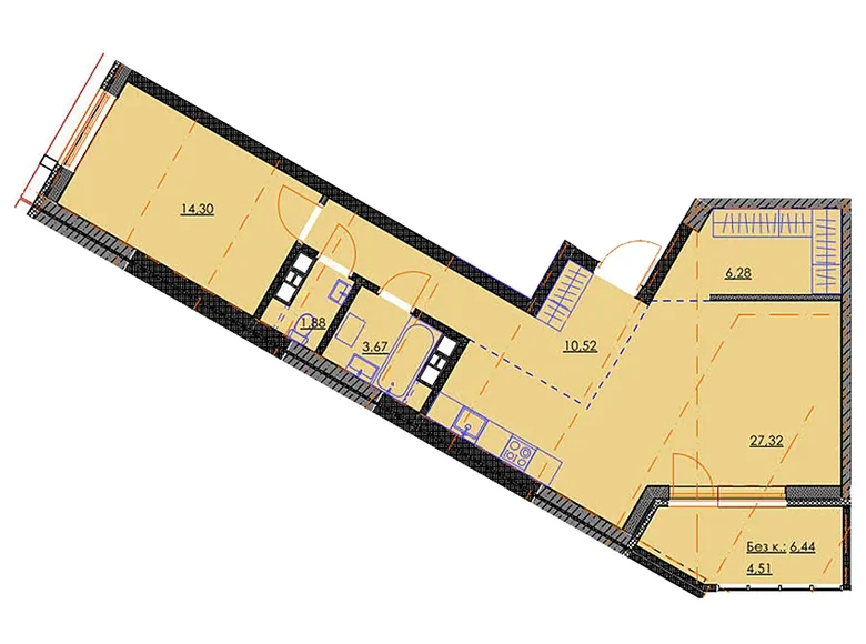 2 room apartment 68 m² Minsk, Belarus